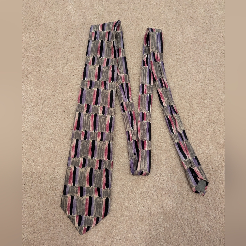 Pierre Balmain Couture Men's Multicolor Geometric Silk Tie